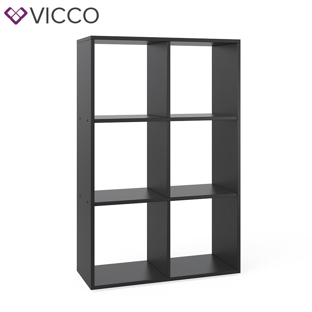 Vicco - Meuble De Rangement Cube, Noir, 72 X 107.8 Cm