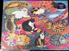 Galison Jigsaw Puzzle, Lounging Cats, 1000 Pieces MINT COND