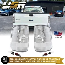 RARE! All CLEAR Euro Rear Tail Light For 04-08 Ford F150 F-150 Pickup w/ Bulbs