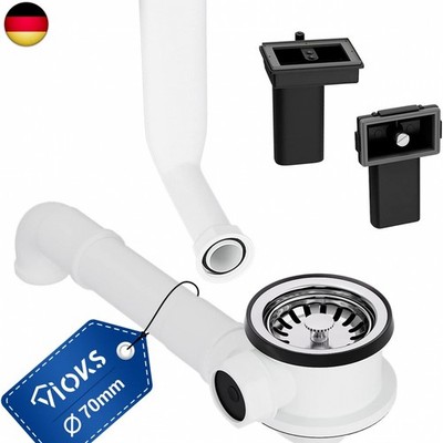 VIOKS Waschbecken Ablaufgarnitur mit Siebkorbventil 70mm mit Raumschaffer,