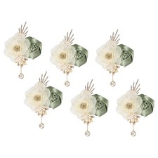 Rose Boutonnieres for Men, 6Pcs Mens Boutonnieres Lapel Flower, Dusty Green