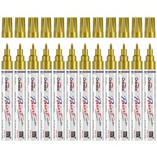 Oil-Based Fine Tip Paint Marker Pen - 12 Pack Gold 0.9mm Fine Nib Permanent M...