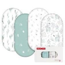 Bassinet Sheets 4 Pack, Breathable Cozy Fitted Mattress Sheet, Elastic Travel...