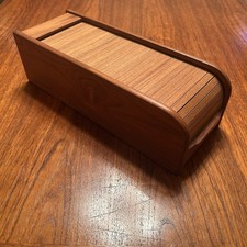 Mid Century Danish Modern Kalmar Designs Teak Tambour Cassette Storage Box