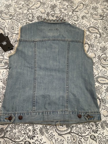 Rock & Republic Gunshow Jeansjacke Weste Nieten Raw Frayed Damen Größe M - Bild 9 von 10