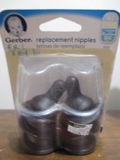 VTG Old Gerber Baby Bottle Rubber Amber Nipples 6 nipples 4 m medium