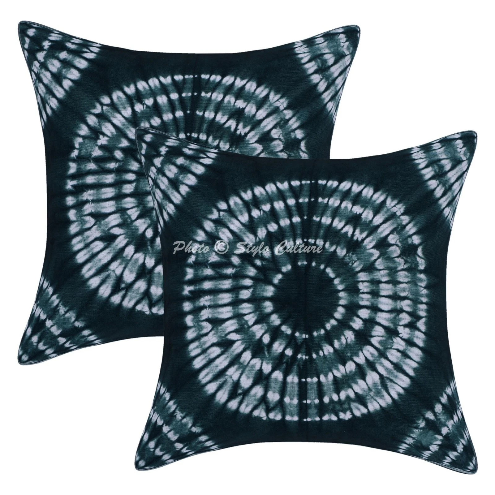 Indian Shibori Throw Pillow Covers Cotton Tie Dye 24x24 Home Decor Cushion Cover