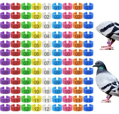 108 Pcs 8mm Bird Quail Leg Rings with 9 Color Numbered Bird Pigeons Identificati