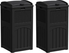 2 Pack Outdoor Trash Can with Lid, Garbage Bins for Garden, Porch, Home and Kitc