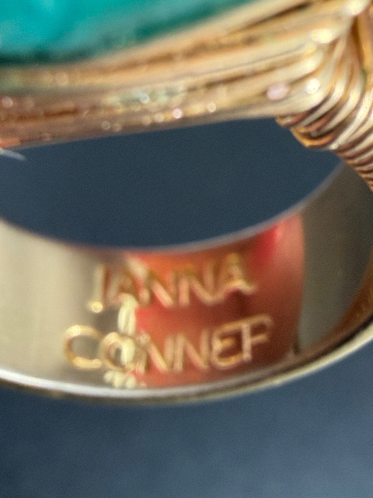 Janna Conner Green Stone Statement Ring Gold Tone… - image 8