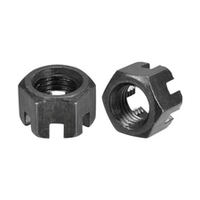 M12x1.5mm Hexagon Slotted Nut Grade 4.8 Carbon Steel Hex Nut Black 10Pcs