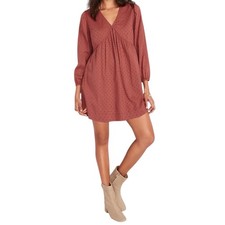 Old Navy Dress Sz L Rust Empire Waist Swiss Dot Coquette Boho Peasant Feminine