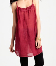 NWT $238 EILEEN FISHER Italian Linen Gauze SANDALWOOD Dress S SMALL