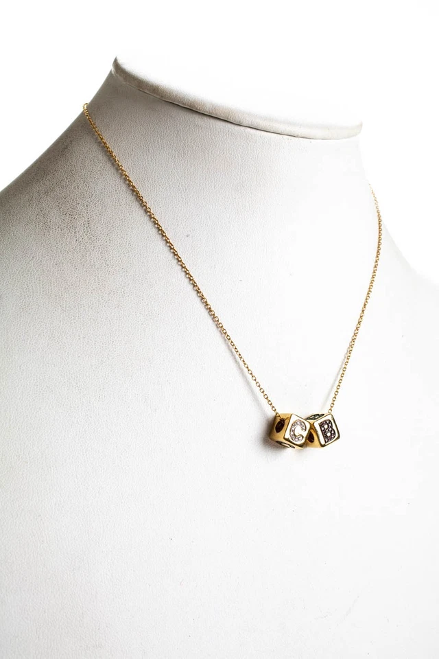 Collar Rarezas Plata de Ley Chapado en Oro Topacio Diamante Letra Bloque 18" Foto 3 de 4