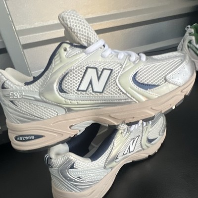 New Balance 530 Men's Low Top Mesh Lace-Up Athletic Sneakers White Silver Beige