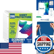 Samsill 200 Pack Sheet Protectors 8.5x11 Letter Size 3 Ring Binder Non-Glare