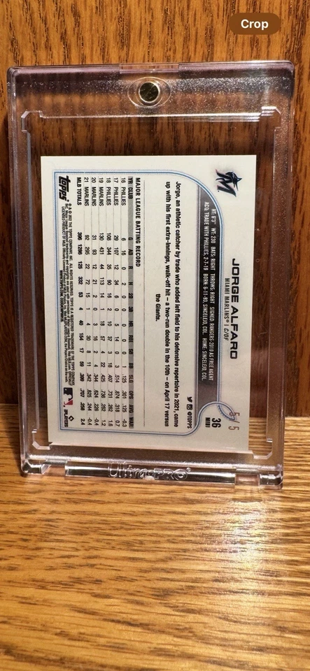 2022 Topps Mini Jorge Alfaro /5 Red Parallel Baseball Miami Marlins SP - Image 2 of 2