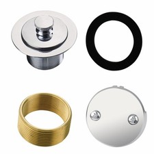 Chrome Tub Drain Lift Turn Trim Set with Two-Hole Overflow