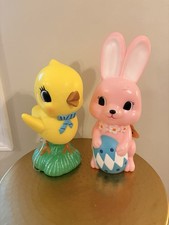 Target Spring Light Up Blow Mold Easter Bunny Chick Set 2 Spritz Retro NEW