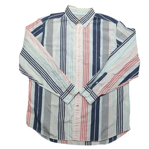 Nautica, Vintage Nautica XL Button Down Shirt Multi Colored Striped Pocket Long Sleeve