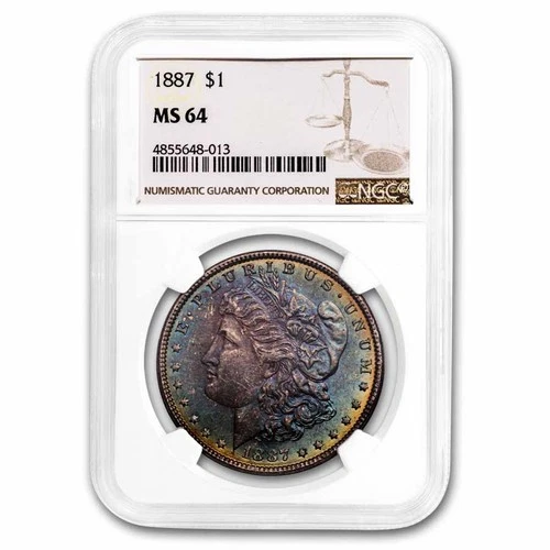 1887 Morgan Dollar MS-64 NGC (Beautiful Obverse Toning)