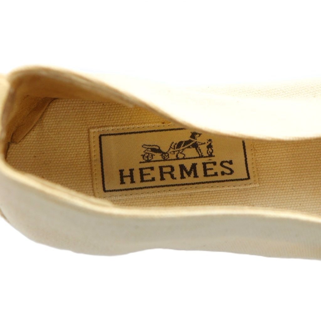 HERMES Espadrilles Star Logo Slip-On 9.3in Canvas Beige Pre-owned Women’s thumbnail 7