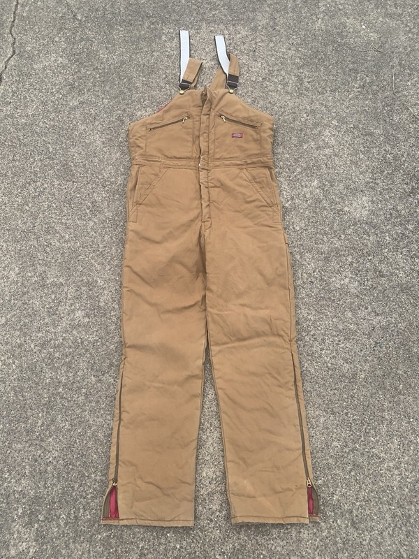 Dickies Brown Cotton Canvas Insulated Work Bib Overalls Men’s 38x40 Long