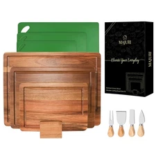 Acacia wood Cutting Board – 11 PCS set, Extra large wood cutting boards with ...