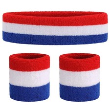 Sweatband Set Premium Sports Headband Wristband Set Sweatbands Terry Cloth Wr...