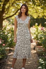 Vtg Ombré Size 10 Mixed Print Dress Floral Paisley Ruffle Y2K Whimsical Fairy
