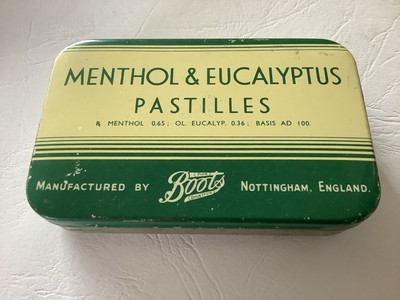 Vintage Menthol & Eucalyptus Pastilles Tin Boots Chemist