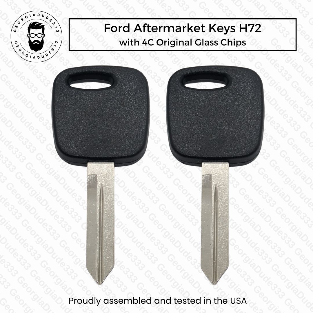 2) Replacement H72 Transponder Chip Keys For 1996-2004 Ford