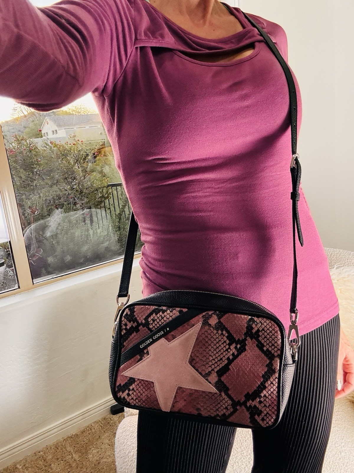 Golden Goose Pink Black Python Star Shoulder Bag … - image 16