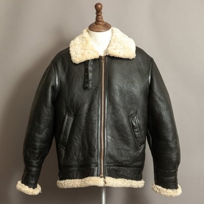 B-3 Jacket RAF US Navy Mens Bomber Flying Aviator Irvin Real Shearling Leather