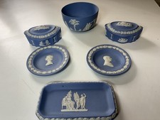 collection of vintage Wedgwood blue Jasperware pieces