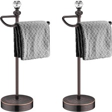 Bathroom Hand Towel Holder with Crystal Ball, Oil Rubbed Bronze-2pcs