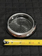 Heavy Vintage Glass Ashtray Beaded Rim Park Sherman Co. USA 3.5” Diameter