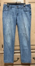 Ann Taylor Loft Women  s Jeans Size 27/4 Boyfriend Denim Distressed Button Fly