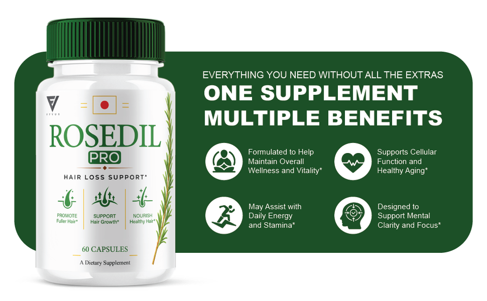 Rosedil Pro Hair Support Pills, Rosedyl Daily Supplement (60 Capsules ...
