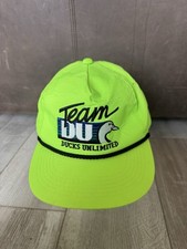 Vintage Ducks Unlimited Team DU Neon Yellow Rope Snapback Trucker Hat Hunting