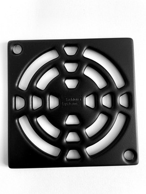 Schluter Kerdi 4 Inch Square Stainless Steel Grate - Rejilla Design Matte Black