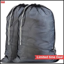 Mesh Laundry Bag 24x36 Inch Heavy Duty Drawstring Black 2 Pack Large Capacity