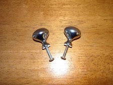 2 Small Vtg Round Polished Chrome Bulb Shaped Mushroom Cabinet Drawer Knobs