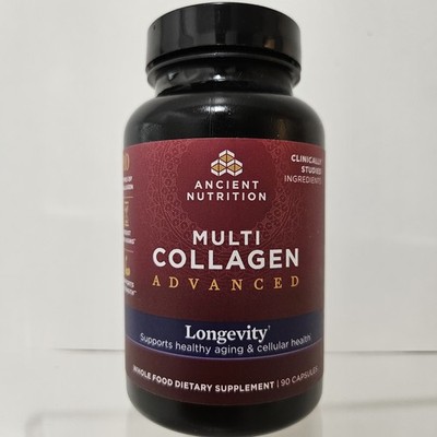 Ancient Nutrition Multi Collagen Advanced Longevity Anti-Aging 90 Caps Exp 10/26