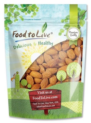 Food to Live California Almonds, 3 Pounds   Supreme, Whole, Raw, Unsalted