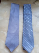 2 Marks & Spencer Pure Silk Blue Ties Small Print Pattern VGC