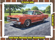 Metal Sign - 1968 Plymouth Gtx Watercolor - 14x10