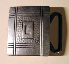 Antique Letter L Initial Monogram Silver Plate Vintage Pioneer Belt Buckle