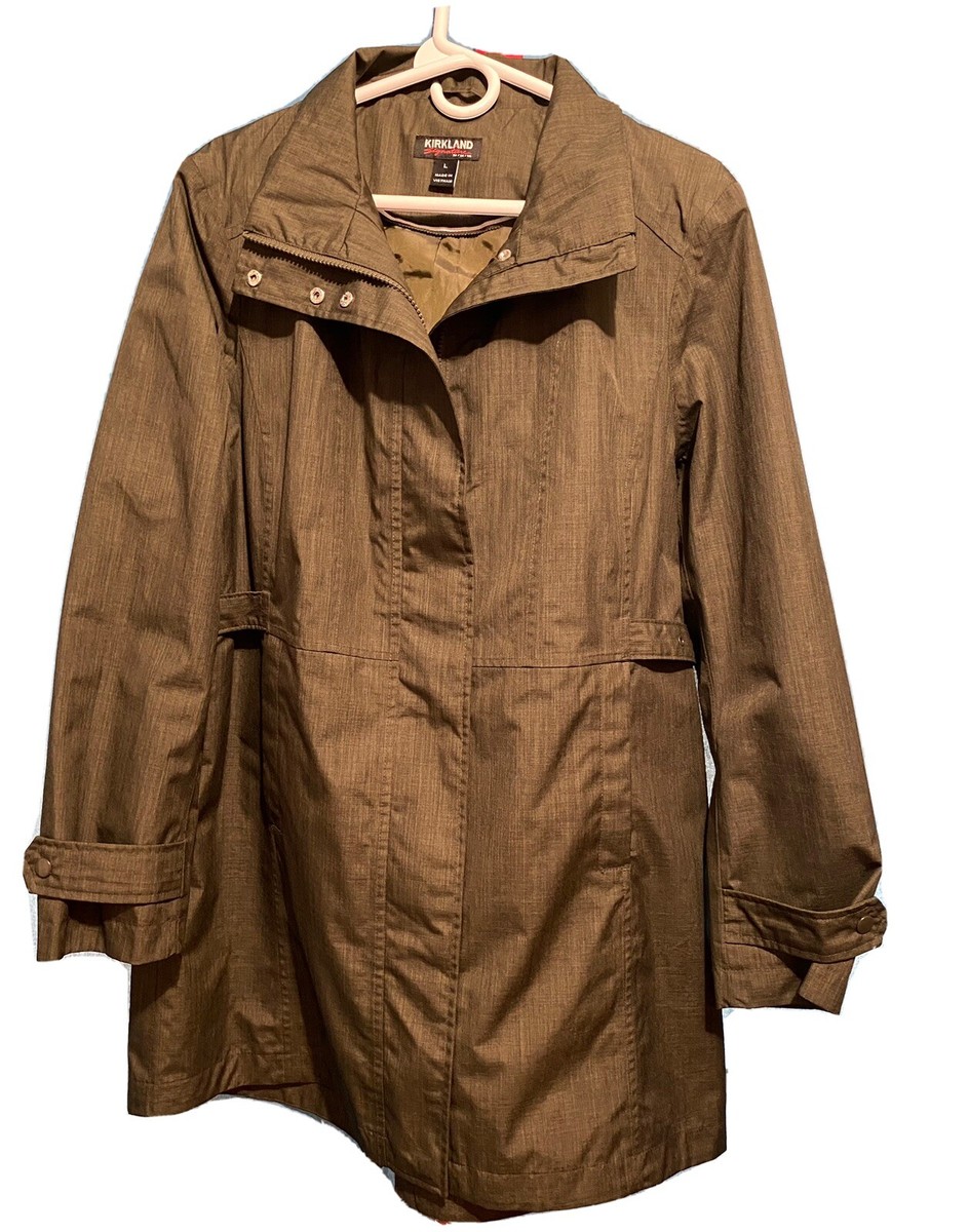 Kirkland Signature Ladies' Olive Green Trench Rain Coat Hooded