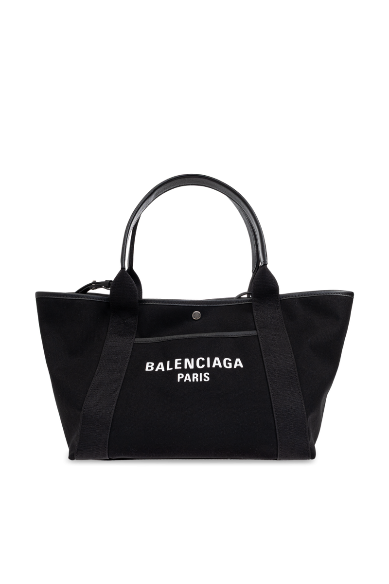 BALENCIAGA Biarritz Medium $1300 Black Cotton Tote Bag New And